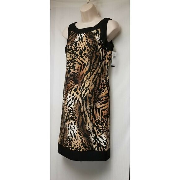 AB Studio Dress. Tiger Print. Black Trim. Size 4. Stretch Fabric. NWT - Picture 5 of 8